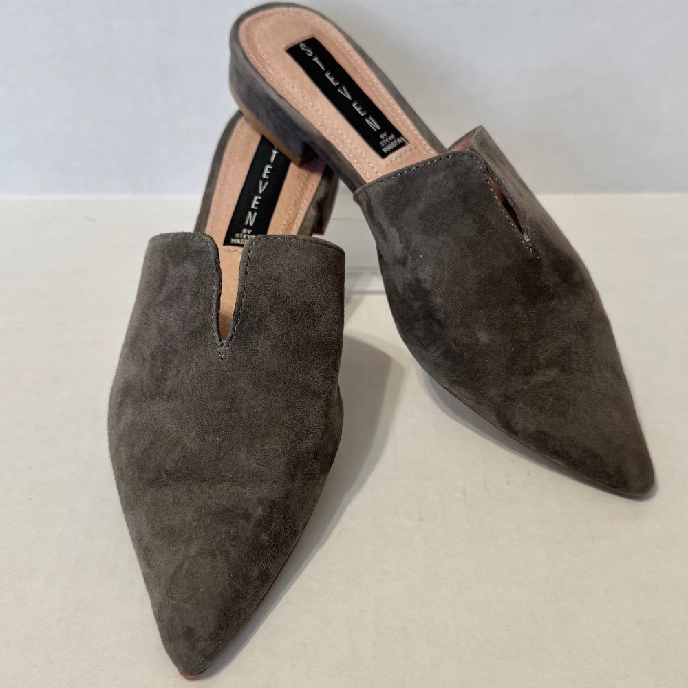 Steven by Steve Madden Lissie Gray Suade Mules/Slides Gray Women's Shoes Sz 6M